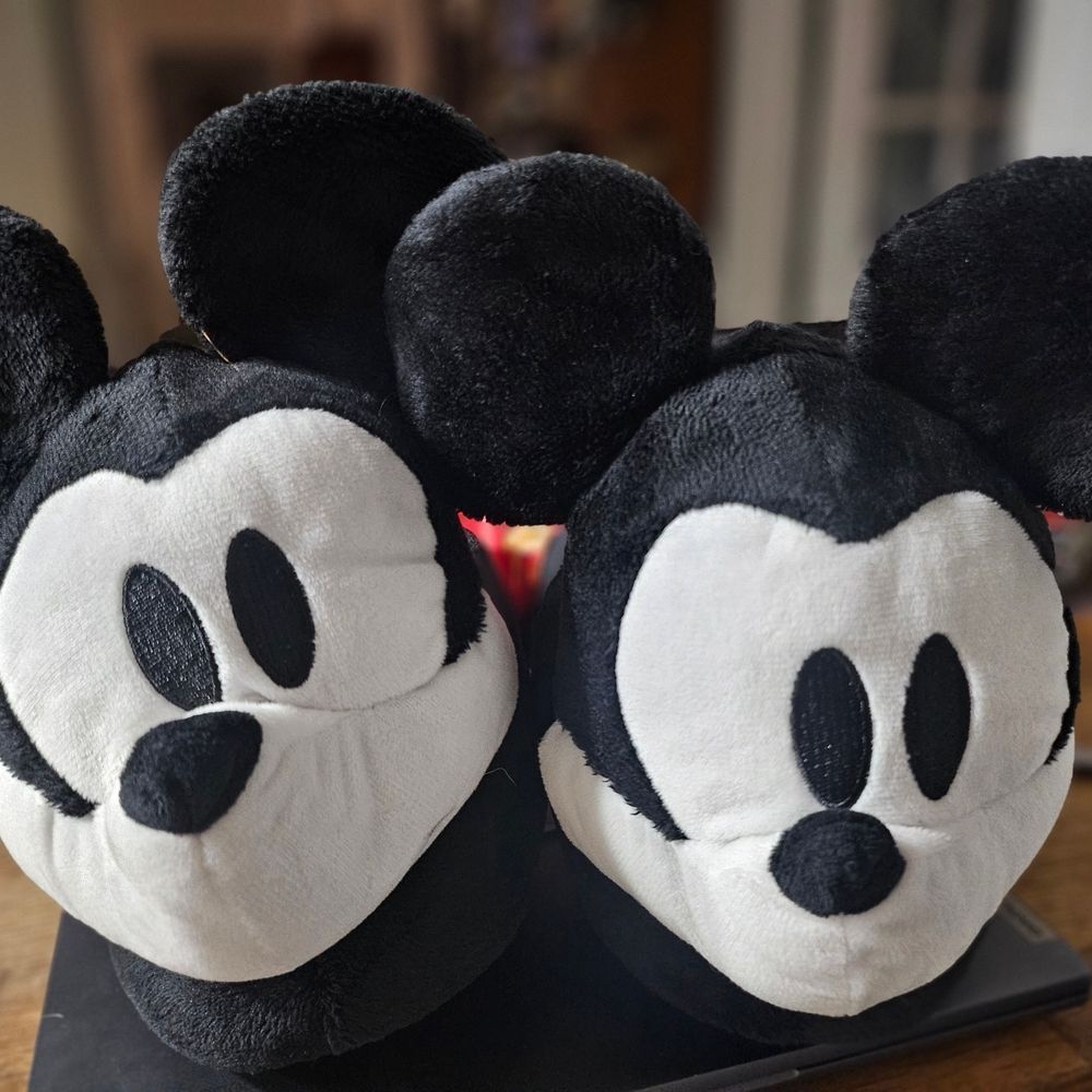 NWOT Unisex Disney Red and Black Plush Slippers Size 10-12
